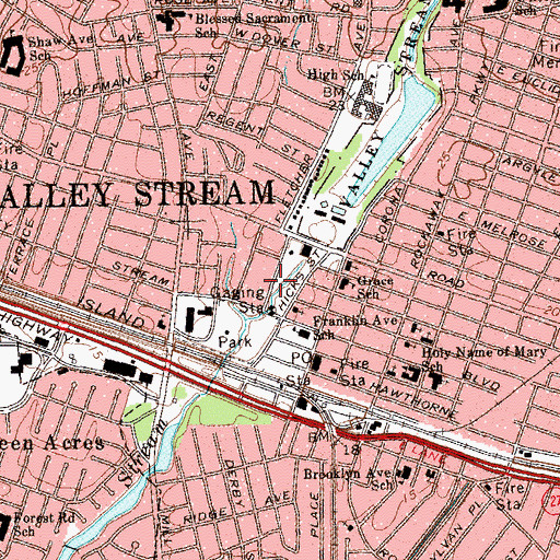 Topographic Map of Village of Valley Stream, NY