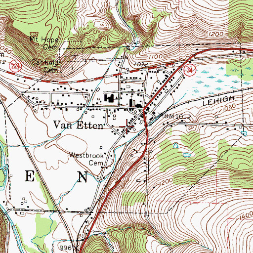 Topographic Map of Village of Van Etten, NY