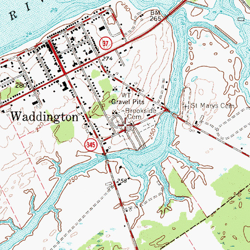 Topographic Map of Village of Waddington, NY