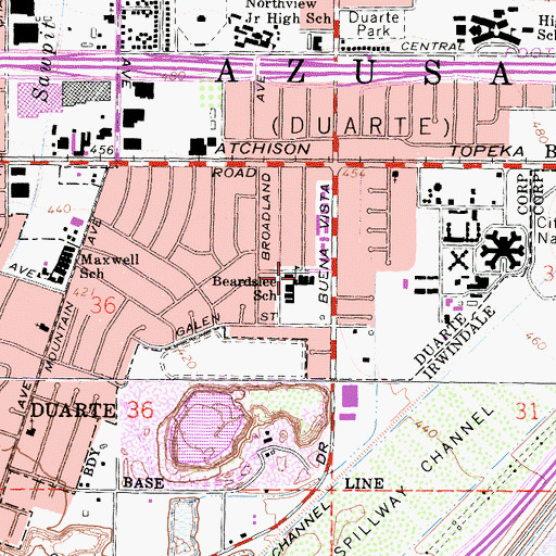 Topographic Map of Beardslee Elementary School, CA