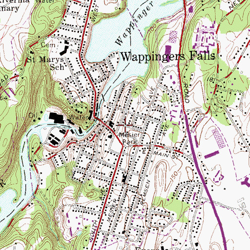 Topographic Map of Village of Wappingers Falls, NY