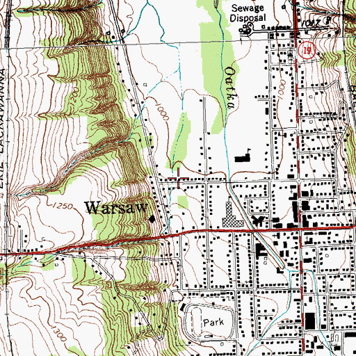 Topographic Map of Village of Warsaw, NY