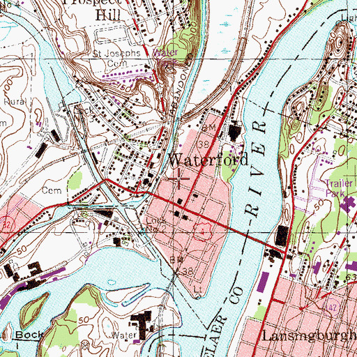Topographic Map of Village of Waterford, NY