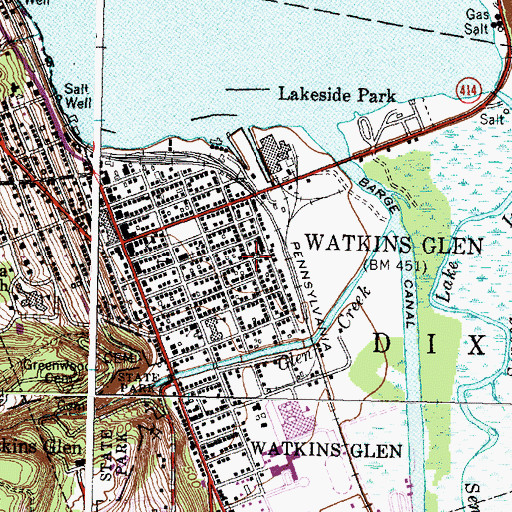 Topographic Map of Village of Watkins Glen, NY
