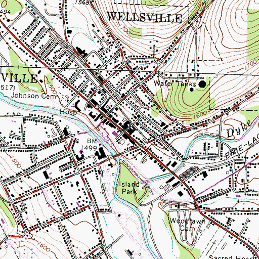 Topographic Map of Village of Wellsville, NY