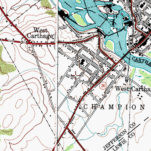 Topographic Map of Village of West Carthage, NY