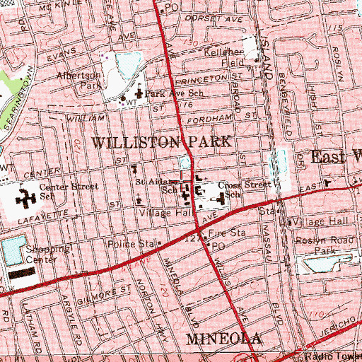 Topographic Map of Village of Williston Park, NY