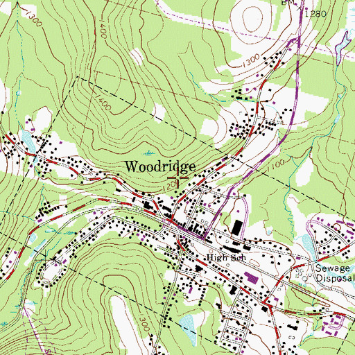 Topographic Map of Village of Woodridge, NY