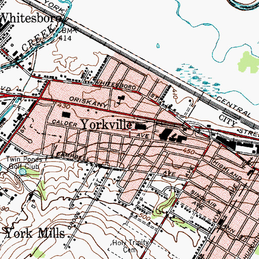 Topographic Map of Village of Yorkville, NY