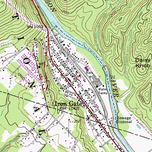 Topographic Map of Town of Iron Gate, VA