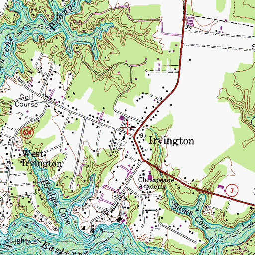Topographic Map of Town of Irvington, VA
