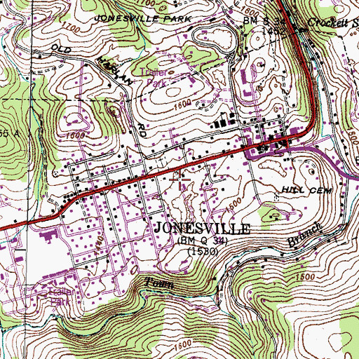 Topographic Map of Town of Jonesville, VA