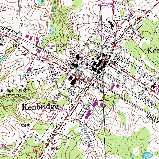 Topographic Map of Town of Kenbridge, VA