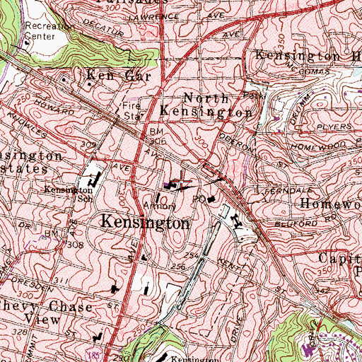 Topographic Map of Town of Kensington, MD