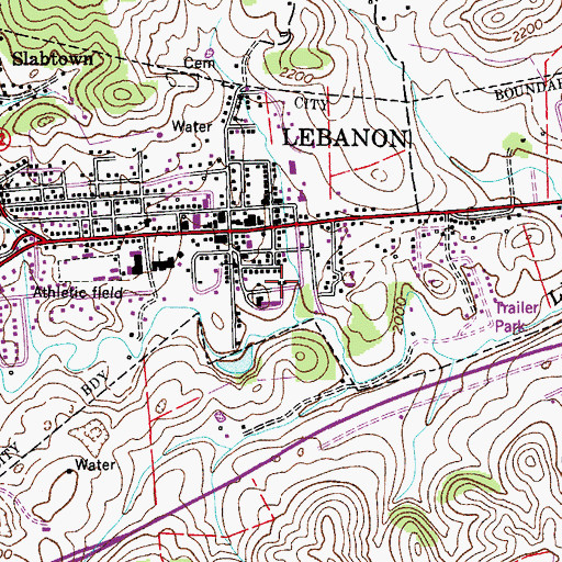 Topographic Map of Town of Lebanon, VA