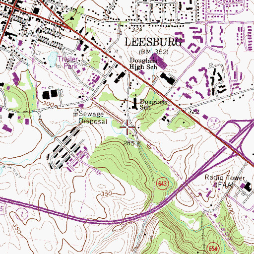 Topographic Map of Town of Leesburg, VA