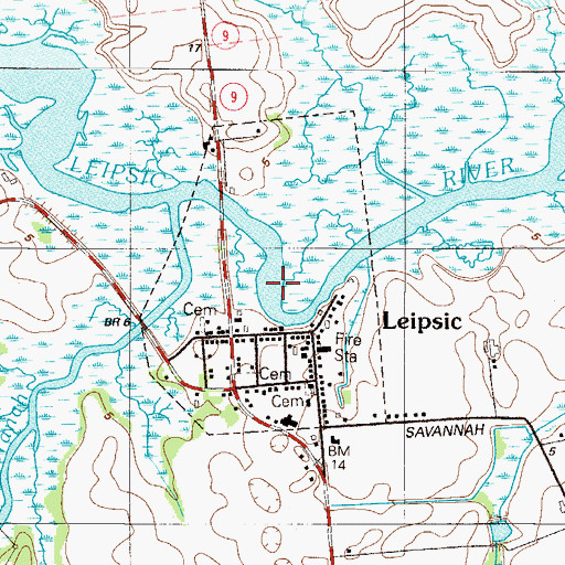 Topographic Map of Town of Leipsic, DE