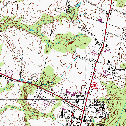 Topographic Map of Town of Leonardtown, MD