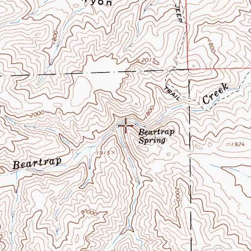 Topographic Map of Beartrap Spring, CA