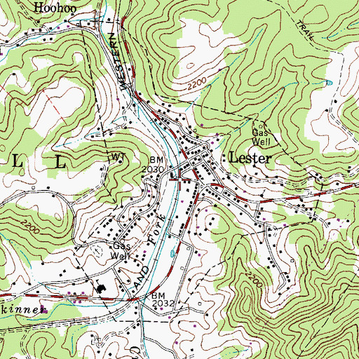 Topographic Map of Town of Lester, WV