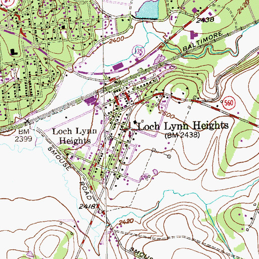 Topographic Map of Town of Loch Lynn Heights, MD