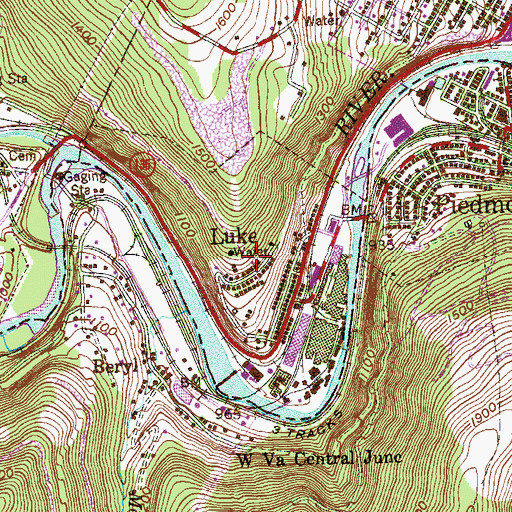 Topographic Map of Town of Luke, MD
