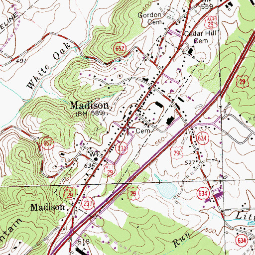 Topographic Map of Town of Madison, VA