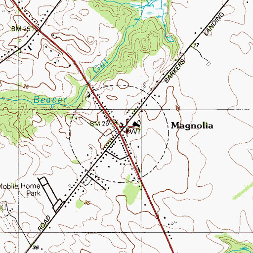 Topographic Map of Town of Magnolia, DE