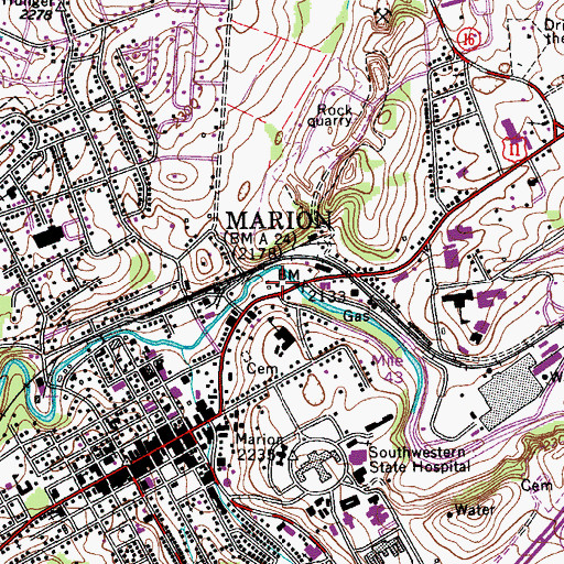 Topographic Map of Town of Marion, VA