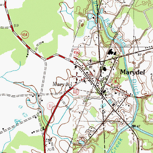 Topographic Map of Town of Marydel, MD