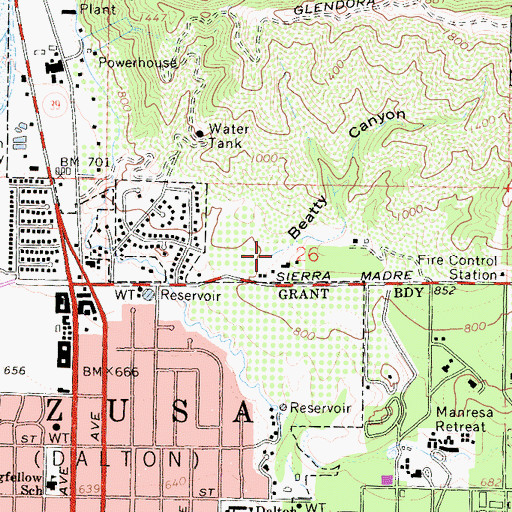 Topographic Map of Beatty Canyon, CA
