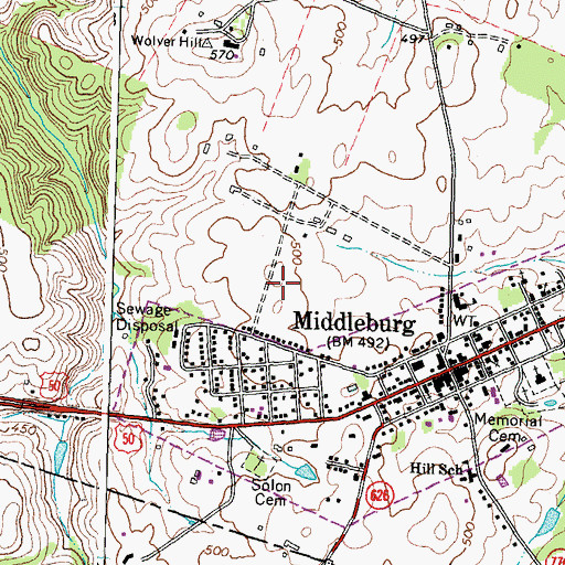 Topographic Map of Town of Middleburg, VA