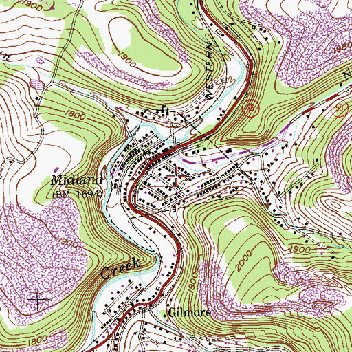 Topographic Map of Town of Midland, MD