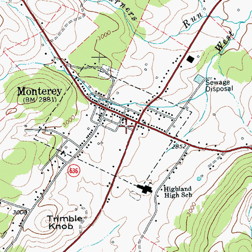 Topographic Map of Town of Monterey, VA