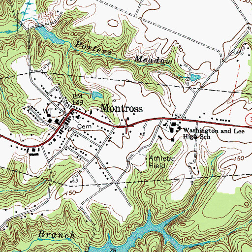 Topographic Map of Town of Montross, VA