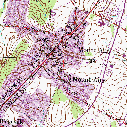 Topographic Map of Town of Mount Airy, MD