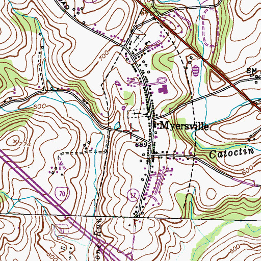 Topographic Map of Town of Myersville, MD