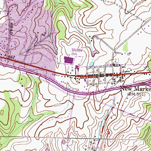 Topographic Map of Town of New Market, MD