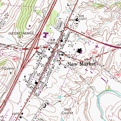Topographic Map of Town of New Market, VA