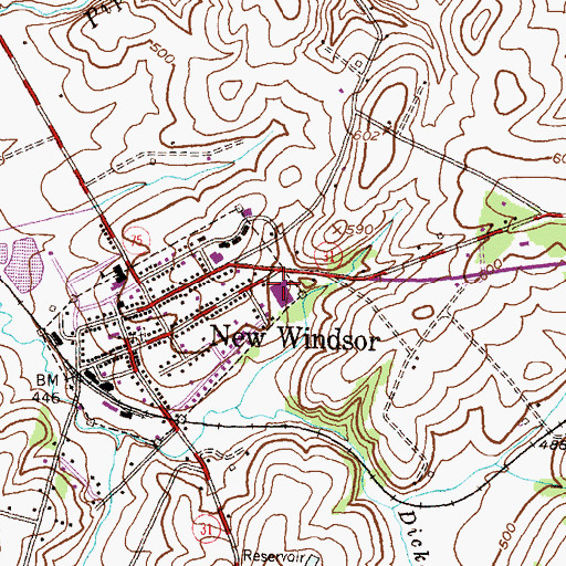 Topographic Map of Town of New Windsor, MD