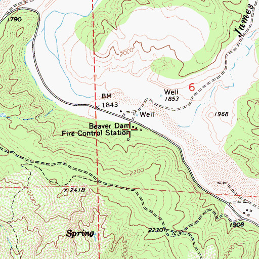 Topographic Map of Beaver Dam Fire Control Station, CA