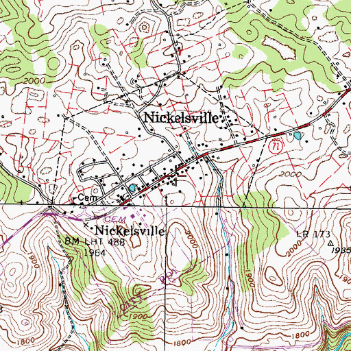 Topographic Map of Town of Nickelsville, VA