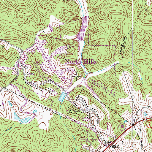 Topographic Map of Town of North Hills, WV
