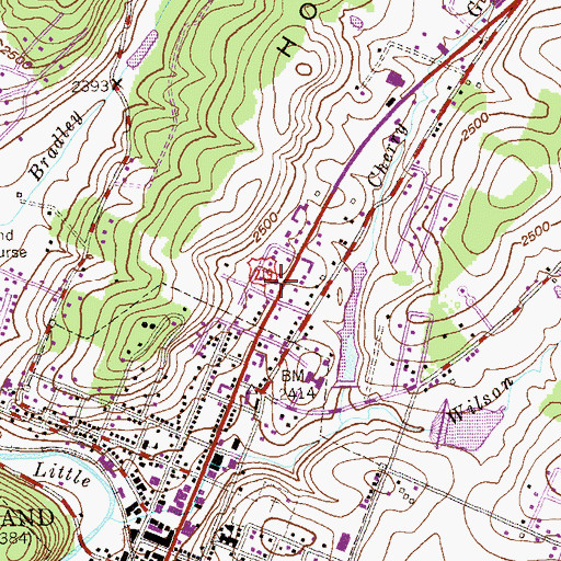 Topographic Map of Town of Oakland, MD