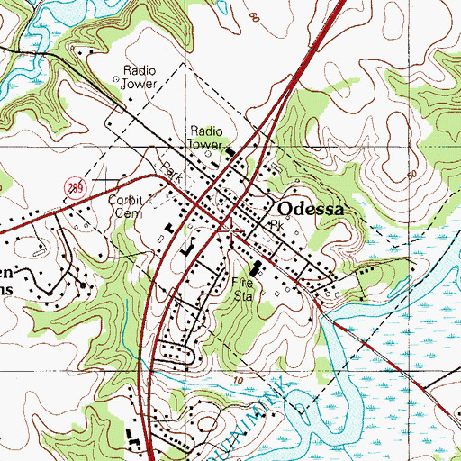 Topographic Map of Town of Odessa, DE