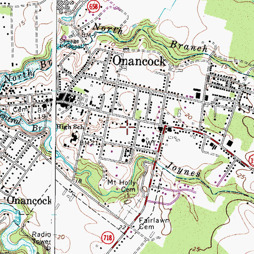 Topographic Map of Town of Onancock, VA