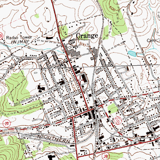 Topographic Map of Town of Orange, VA