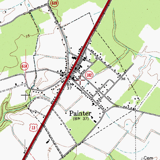 Topographic Map of Town of Painter, VA