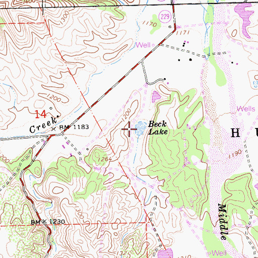 Topographic Map of Beck Lake, CA