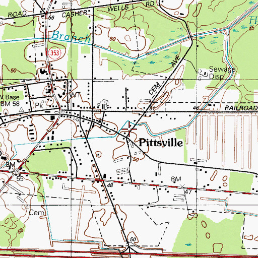 Topographic Map of Town of Pittsville, MD